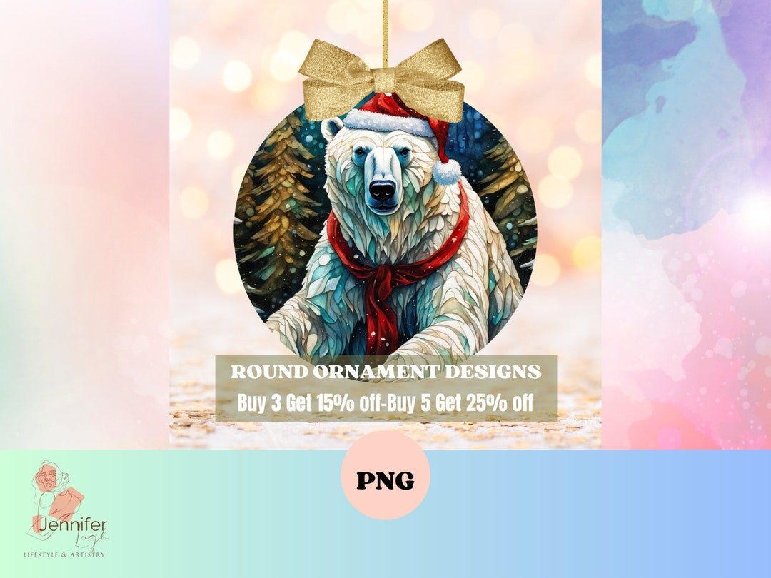 Christmas Polar Bear PNG Ornament Png Digital Download for Sublimation ...