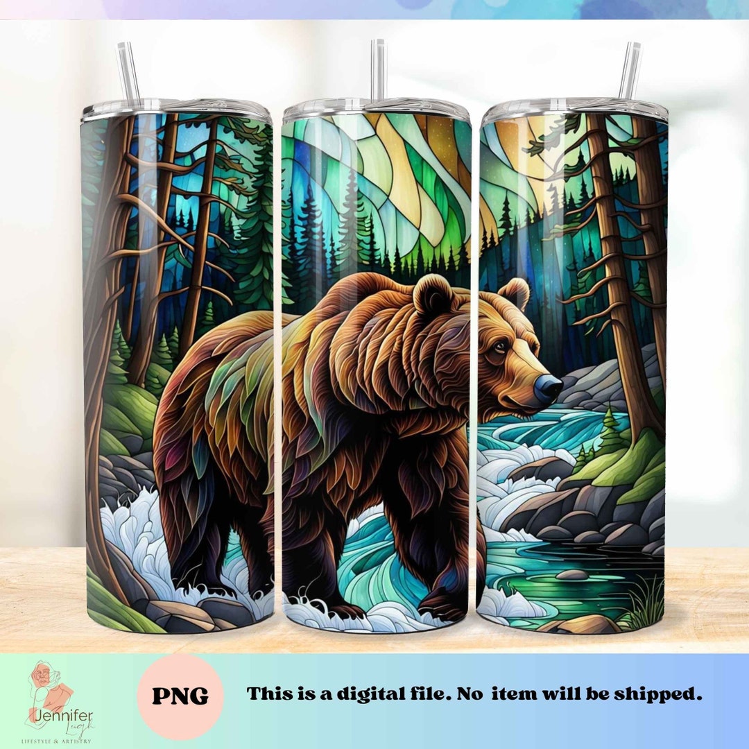 Bear Stained Glass Tumbler Wrap Png Instant Download for 20 Oz 9.2 X 8. ...