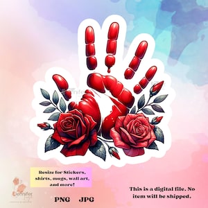 MMIW floral red hand indigenous  jpg png native Instant download, sublimation design
