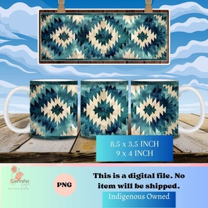 Indigenous navajo pattern art coffee mug wrap PNG native Instant download 8.5 x 3.5 Inch, 9 x 4 inch, sublimation design