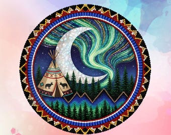 Download istantanei di arte in stile Native Round Bead PNG JPG per sublimazione, adesivi, arte stampabile