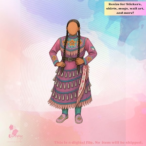 Jingle Dress Dancer Indígena JPG PNG nativo Download digital para arte imprimível, camisetas, sublimação