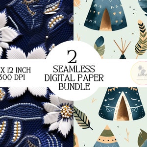 Indigenous seamless digital paper design bundle, JPG, native designs, printable art, sublimation design