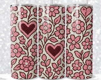 Cuore in stile perline arte png nativa Download immediato per avvolgere il bicchiere, design a sublimazione