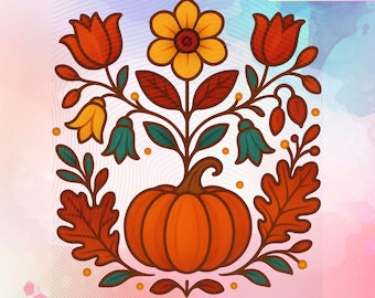 Disegno di zucca autunnale indigena JPG png download digitale nativo per design a sublimazione, arte stampabile