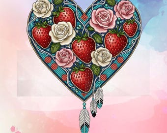 Indigenous heart jpg png native digital download sublimation design, printable art