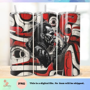Indigenous Man Artwork Tumbler Wrap png nativer digitaler Download für 20 oz 9,2 x 8,3 skinny Becher, Sublimationsdesign