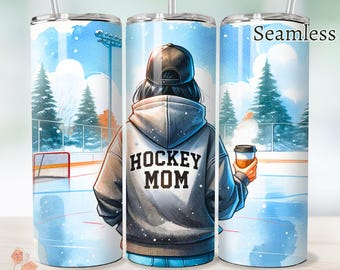 hockey mom Seamless tumbler wrap. PNG digital download for 20 oz 9.2 x 8.3 sublimation design, printable art
