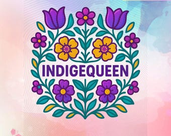 Indigequeen Regina donna indigena nativa floreale png jpeg download digitale per stampa artistica, sublimazione