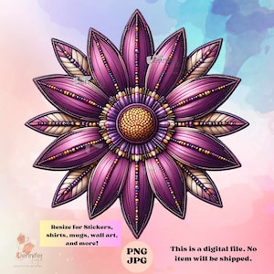 Indigene Blume Perlen Stil Kunst Design png native digitaler Download für Sublimationsdesign, Aufkleber, printable Kunst