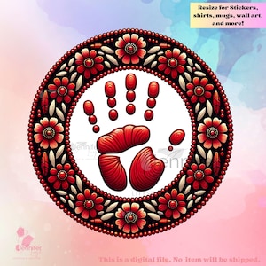 MMIW floral red hand indigenous  jpg png native Instant download, sublimation design