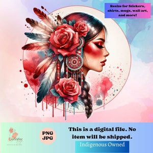 Indigenous Woman jpeg png native digital download for sublimation design
