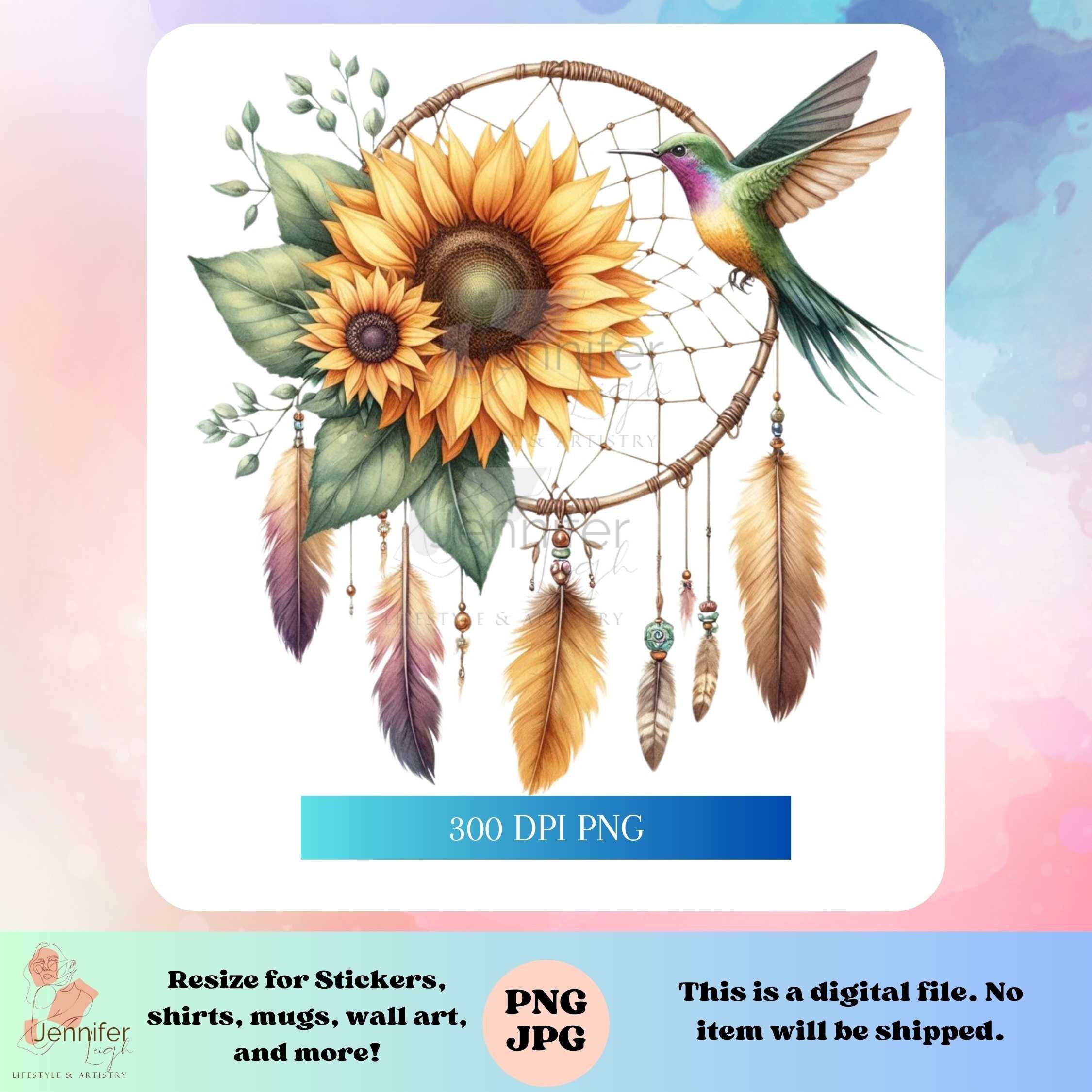 Indigenous Dreamcatcher Hummingbird Sunflower Jpeg Png Native