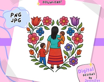 Native Mom Floral png Imágenes digitales indígenas Descarga instantánea para camisetas, decoración de paredes, sublimación