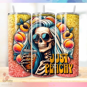 Just Peachy Skeleton Summer Womens Tumbler Wrap png Sofortiger download für 20 oz 9.2 x 8.3 skinny tumbler, Sublimationsdesign