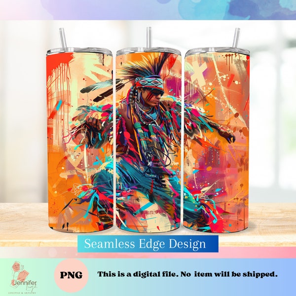 Indigenous powwow tumbler wrap png native digital download for 20 oz 9.2 x 8.3 skinny tumbler, sublimation design