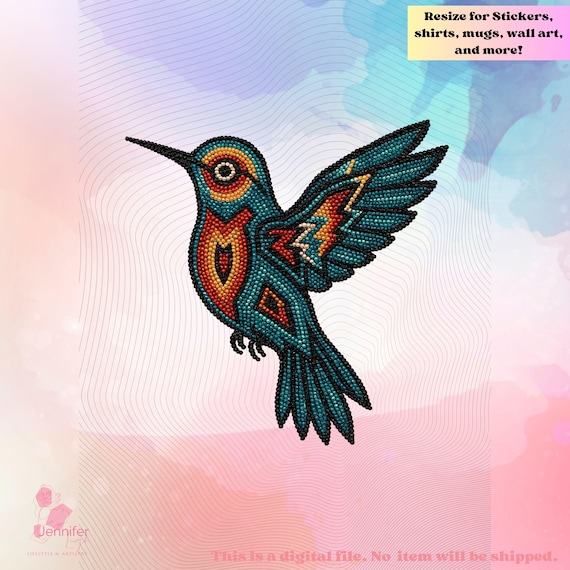 Indigenous Hummingbird png native instant download, printable art,  sublimation design