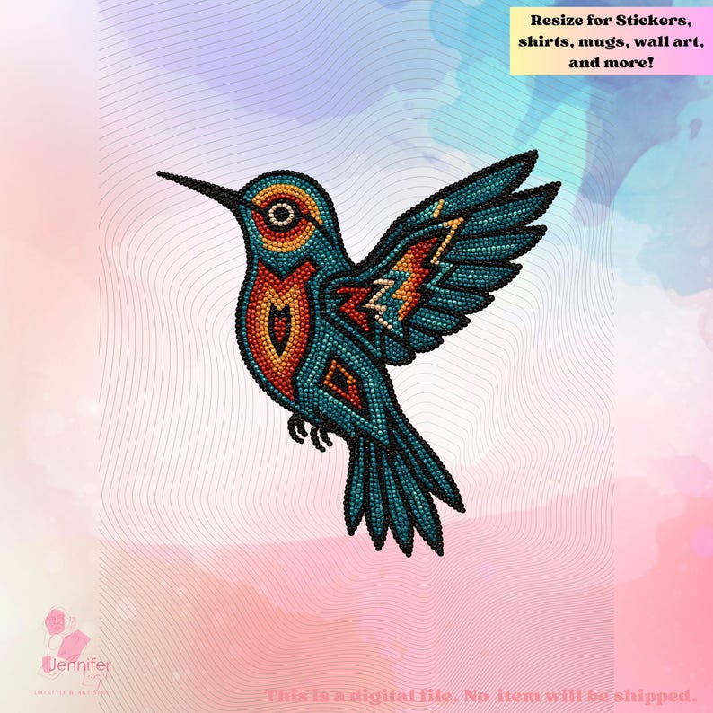 Indigenous Hummingbird png native instant download, printable art,  sublimation design