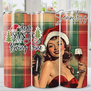 lustige retro Frauen Weinachten Wein Weinachten Tumbler Wrap png Sofortiger Download für Skinny Tumbler Sublimation