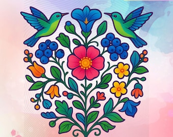 Indigenous Florals Hummingbird PNG JPG native Digital Downloads for shirts vinyl sublimation, printable art