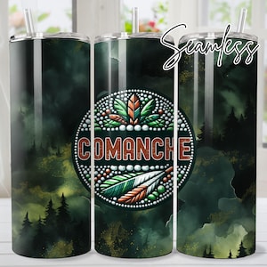 Seamless Comanche Indigenous png native Tumbler Wrap Instant download for 20 oz 9.2 x 8.3 skinny tumbler, sublimation design