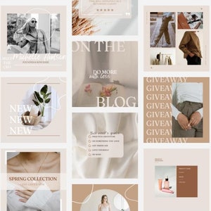 50 Neutral Instagram Templates| Minimalist Instagram Posts | Canva Instagram Templates