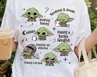 Cute Baby Yoda Shirt Grogu Funny Quote Tee Star Wars Inspired Graphic T Shirt Mandalorian Fan Gift Cartoon Character Shirt Unisex Cute