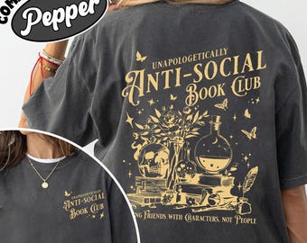 Anti Social Book Club Shirt Comfort Colors, Romance Reader Tshirt, Anti Social Reader, Introverted Reader Tee, Bookish Shirt For Book Lover