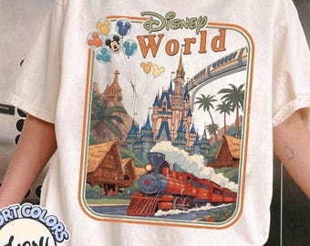 chemise vintage couleurs confort Disneyworld, chemises rétro Mickey et ses amis, t-shirt Walt Disneyworld, voyage Disney 2026 t-shirt vacances Disney