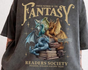 Fantasy Reader Society Shirt, Shirt for Fantasy Book Lover, Gift For Romance Reader, Vintage Girlie Bookish Dragon Romantasy Shirt for Women