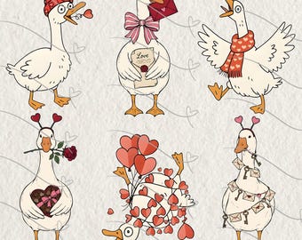 Dumme Gans Valentines PNG, süße reizende Gans Kokette Sublimation, Valentine Goose Png, lustige Valentine, Ente Valentines Datei