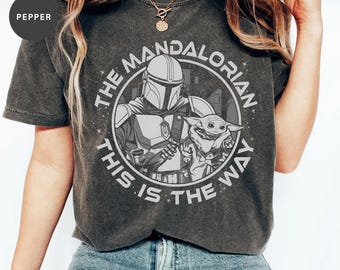 Camiseta vintage de El Mandaloriano, camiseta de Star Wars de Din Djarin Grogu, camiseta de This Is The Way, camiseta de Star Wars de Pedro Pascal, camiseta de El Mandaloriano de Disneyland