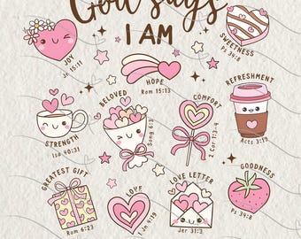 God Says I am Coquette Bow Png, Faith Png, Jesus Png, Christian Quotes Png, Religious Png, Floral Png, Bible Verse Png, Christian Png