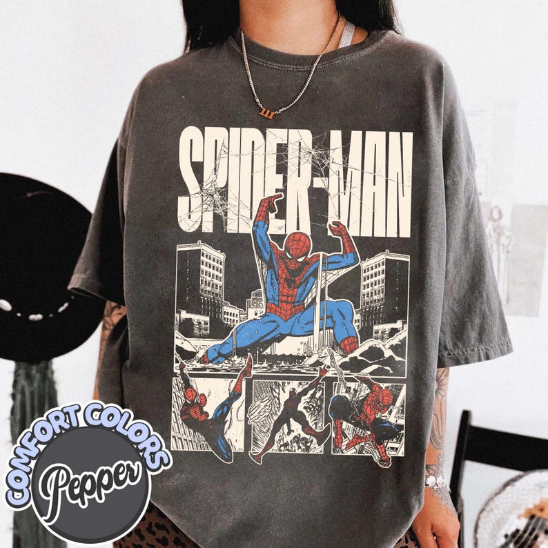 Vintage Amazing Spider-Man Comfort Colors Shirt, Retro Marvel Comics Cover Tee, MCU Fan Gift, Pink Spiderman Graphic Shirt, Marvel Trip Tee bild 1