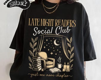 Camiseta Comfort Colors Book Shirt, camiseta del club de lectores nocturnos, camiseta gráfica para amantes de los libros, camiseta para ratones de biblioteca, regalo para amantes de la lectura, camiseta del club de lectura