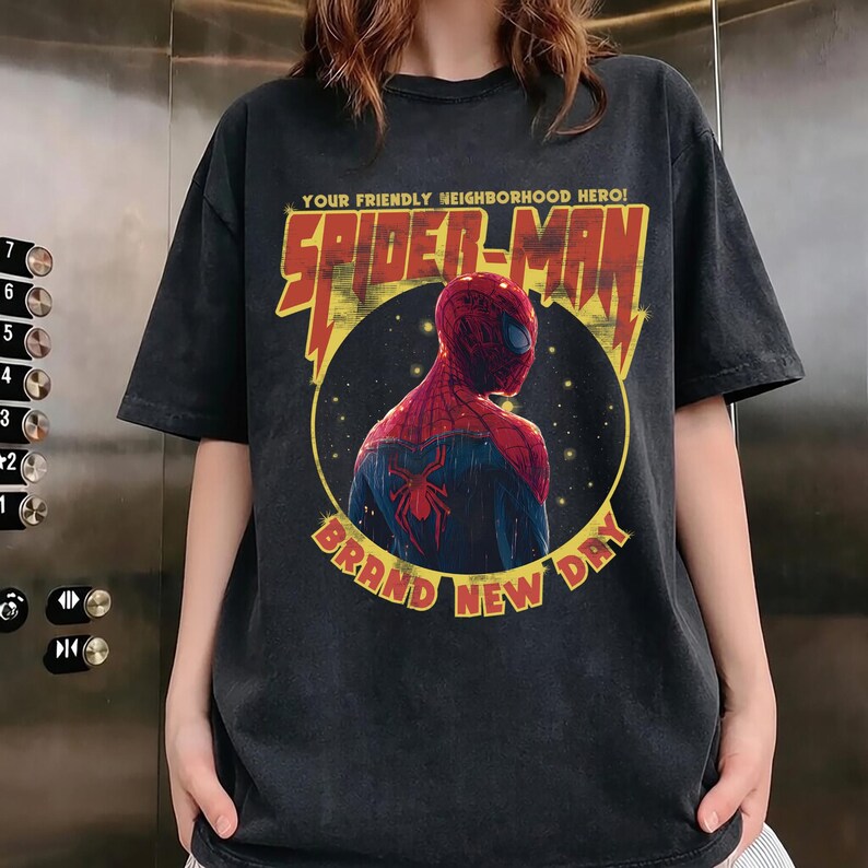 Vintage Spider-Man Brand New Day T-Shirt, Spiderman Marvel T-shirt, Tom Holland Spidey Tee, MCU Avengers Spiderman Shirt, Superhero Tee image 1
