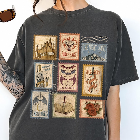 Fourth Wing Books Stamp Shirt, Comfort Colors, Fourth Wing Shirt, Dragon Rider Shirt, Book Fan Shirt, Vintage Bookish Girl Tee