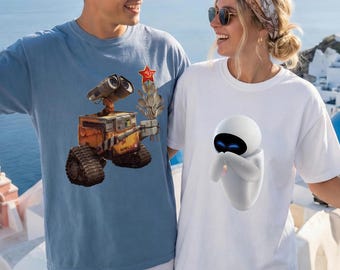 Vintage Comfort Colors Disney Pixar Wall-E & Eve Couple Shirt, Disney Matching Tee, Magic Kingdom Family Trip Shirt, Disney Vacation Gift
