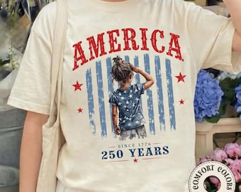 Comfort Colors USA Shirt America 250th Anniversary Gift 250 Years 4th of July Tshirt US 250 Years foj T-Shirt, Vintage USA Flag July 4th Tee