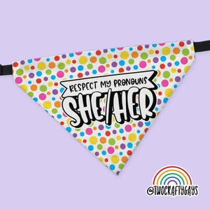 She/Her Pronouns Dog Collar Bandana (Nonbinary LGBT Gay Pride Rainbow LGBTQ LGBTQIA+ Equality)