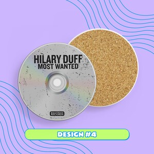 Hilary Duff CD-Untersetzer – Retro-Keramikuntersetzer im Stil der 2000er-Jahre, Lizzie McGuire-Nostalgie, Hilary Duff Weihnachtsgeschenk Design #4