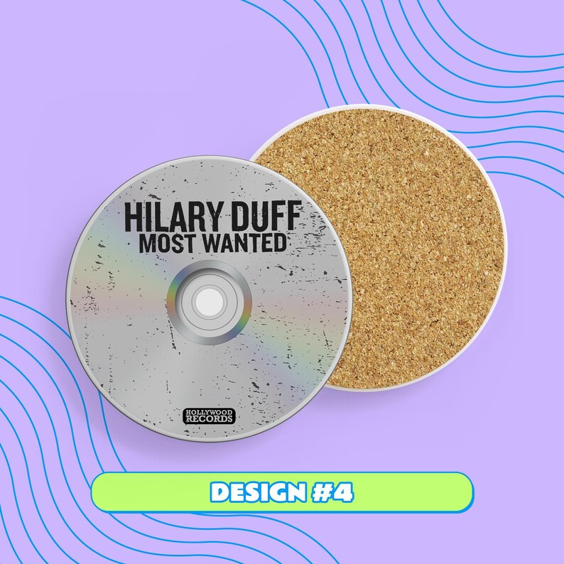 Hilary Duff CD-Untersetzer – Retro-Keramikuntersetzer im Stil der 2000er-Jahre, Lizzie McGuire-Nostalgie, Hilary Duff Weihnachtsgeschenk Design #4