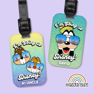 Disney World and Disneyland Custom Personalized Luggage Tag (Orlando Florida, Anaheim California, Family Vacation, Travel Agent)