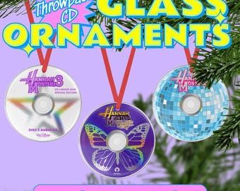 Disney Channel Retro Throwback CD Christmas Ornaments (3" Round Glass) - Hannah Montana, Miley Cyrus