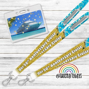 Lanyard Holder for Anniversary Cruise ID Badge Personalized Disney, Carnival, Royal Caribbean, Celebrity, Princess Cruise Key Strap image 1
