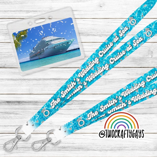 Personalized Lanyard for Wedding Cruise ID Badge Holder (Disney, Carnival, Royal Caribbean, Celebrity, Princess, Engagement, Honeymoon)