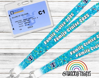 Personalized Lanyard Holder for Cruise ID Badge (Family Cruise, Birthday Cruise, Anniversary Cruise Key Strap, Royal Caribbean Cruise)