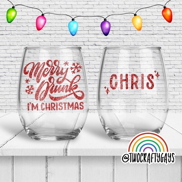 Merry Drunk, I'm Christmas Personalized Wine Glass