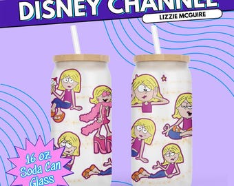 Lizzie McGuire Drinking Glass – Hilary Duff Disney Channel Throwback Cup, Y2K 2000s Nostalgia, Millennial Lizzie Gift