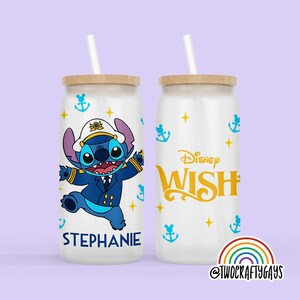 Disney Cruise Line Personalized Libbey Beer Can Glass (Stitch, Cruise Vacation, Wish, Wonder, Fantasy, Dream, Magic, Tumbler, Disney Gifts)